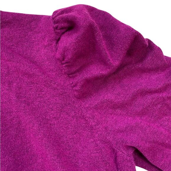 EXPRESS Fuchsia Ultra Soft Ruched Shoulder Mock Neck Sweater - Picture 2 of 8